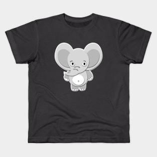 Grey Cute Elephant Kids T-Shirt